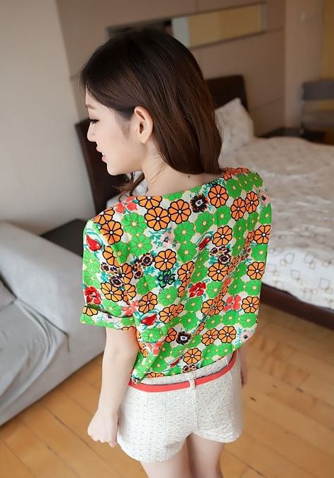 BM71255 CASUAL PRINTED TOP GREEN