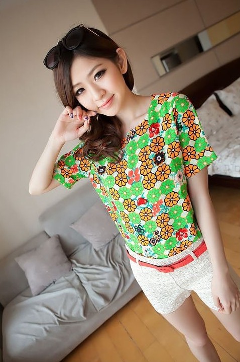 BM71255 CASUAL PRINTED TOP GREEN