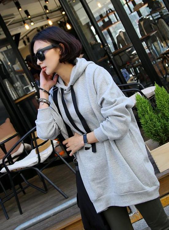 BM71268 CASUAL  HOODIE SWEATER GREY