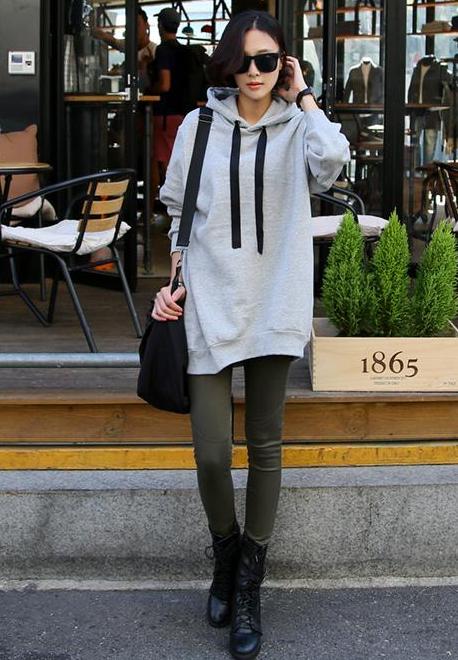 BM71268 CASUAL  HOODIE SWEATER GREY