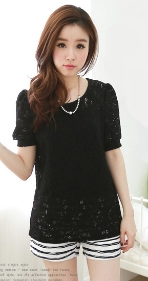 BM71270 LOVELY LACE TOP BLACK