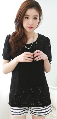 BM71270 LOVELY LACE TOP BLACK