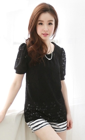 BM71270 LOVELY LACE TOP BLACK