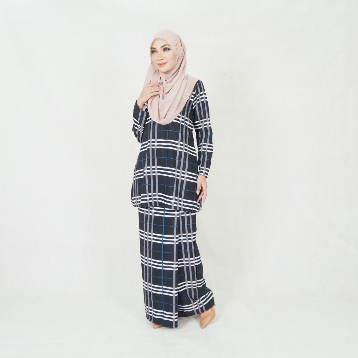 SW5200 CHECKER PRINTED KURUNG BLACK