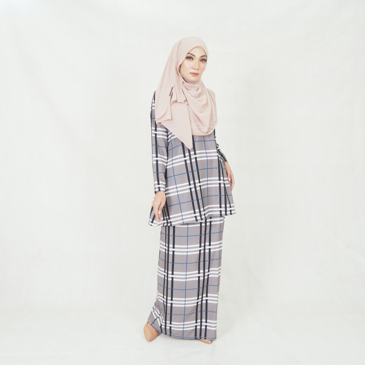 SW5200 CHECKER PRINTED KURUNG GREY
