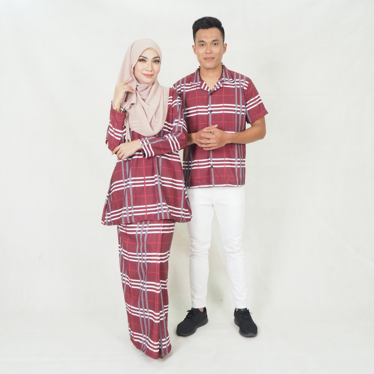 SW5200 CHECKER PRINTED KURUNG MAROON