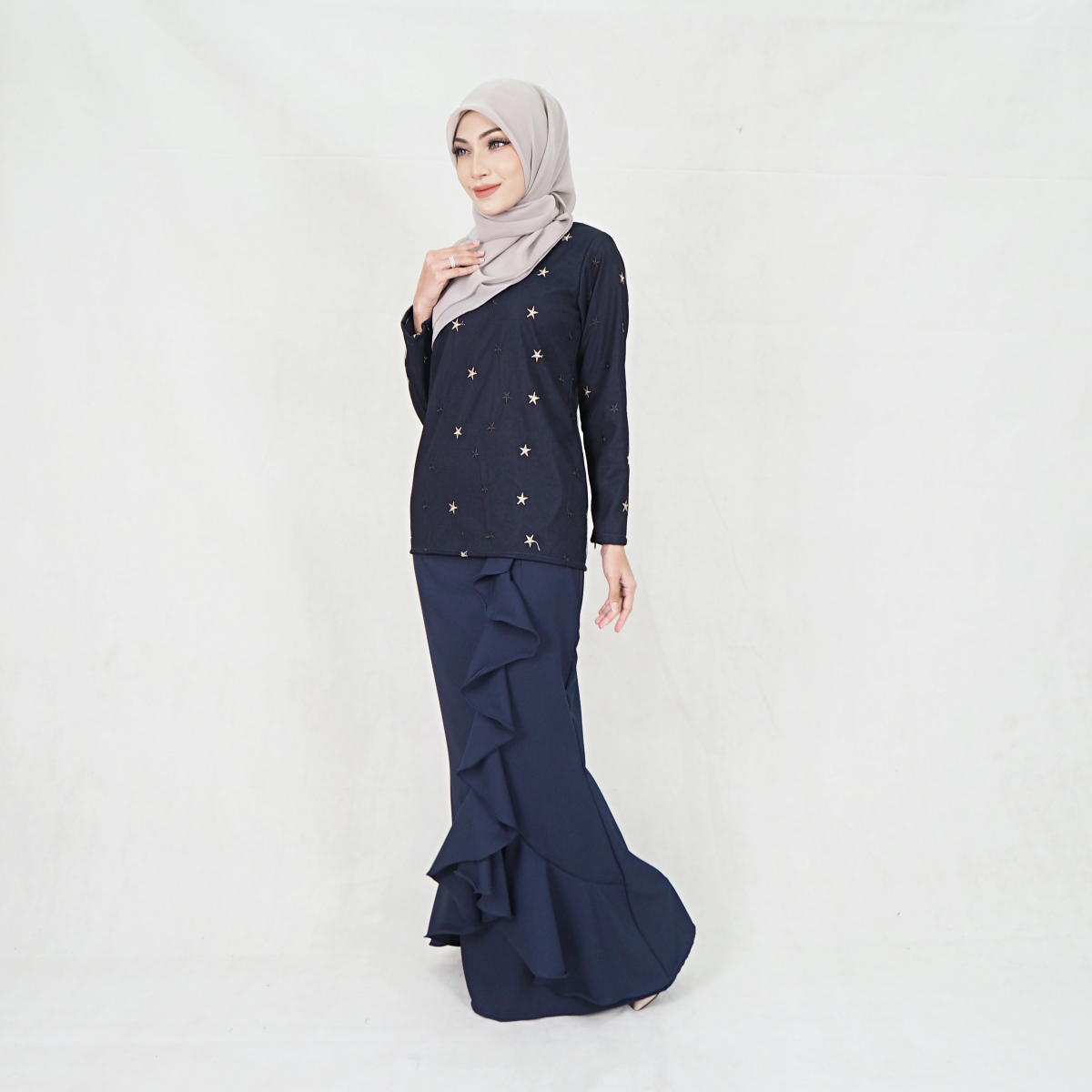 SW5203 ELEGANT MODERN KURUNG SET NAVY BLUE