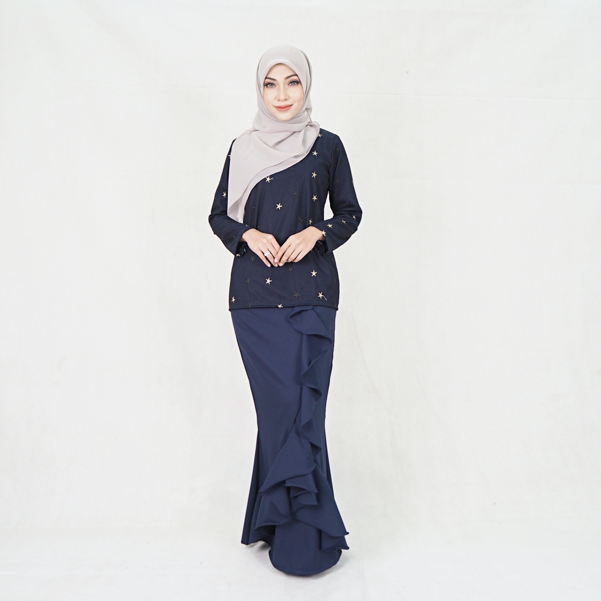 SW5203 ELEGANT MODERN KURUNG SET NAVY BLUE