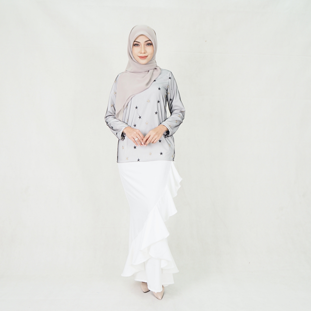 SW5203 ELEGANT MODERN KURUNG SET WHITE