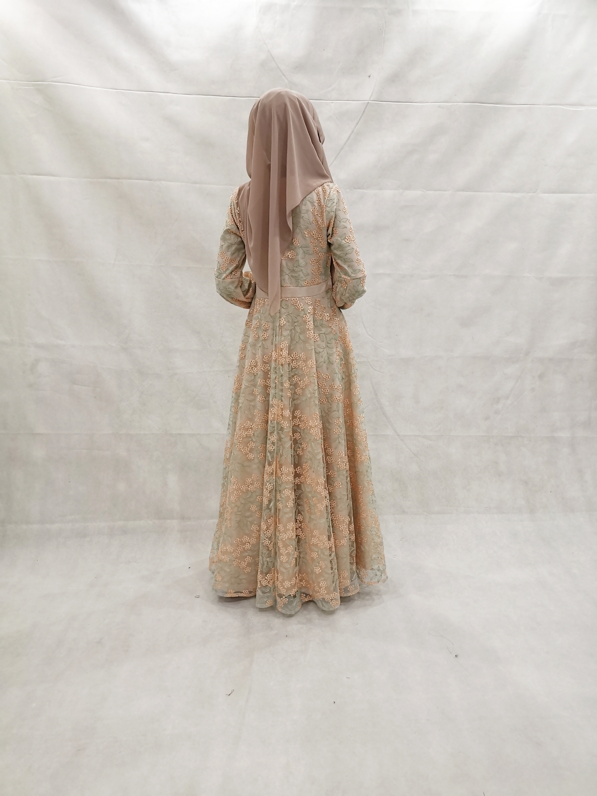 SW5205 STYLISH LACE JUBAH CREAM