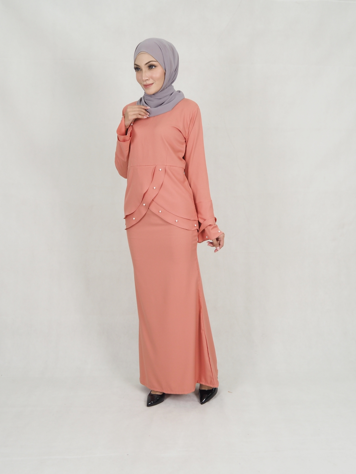 SW5208 PEARL KURUNG SET PEACH