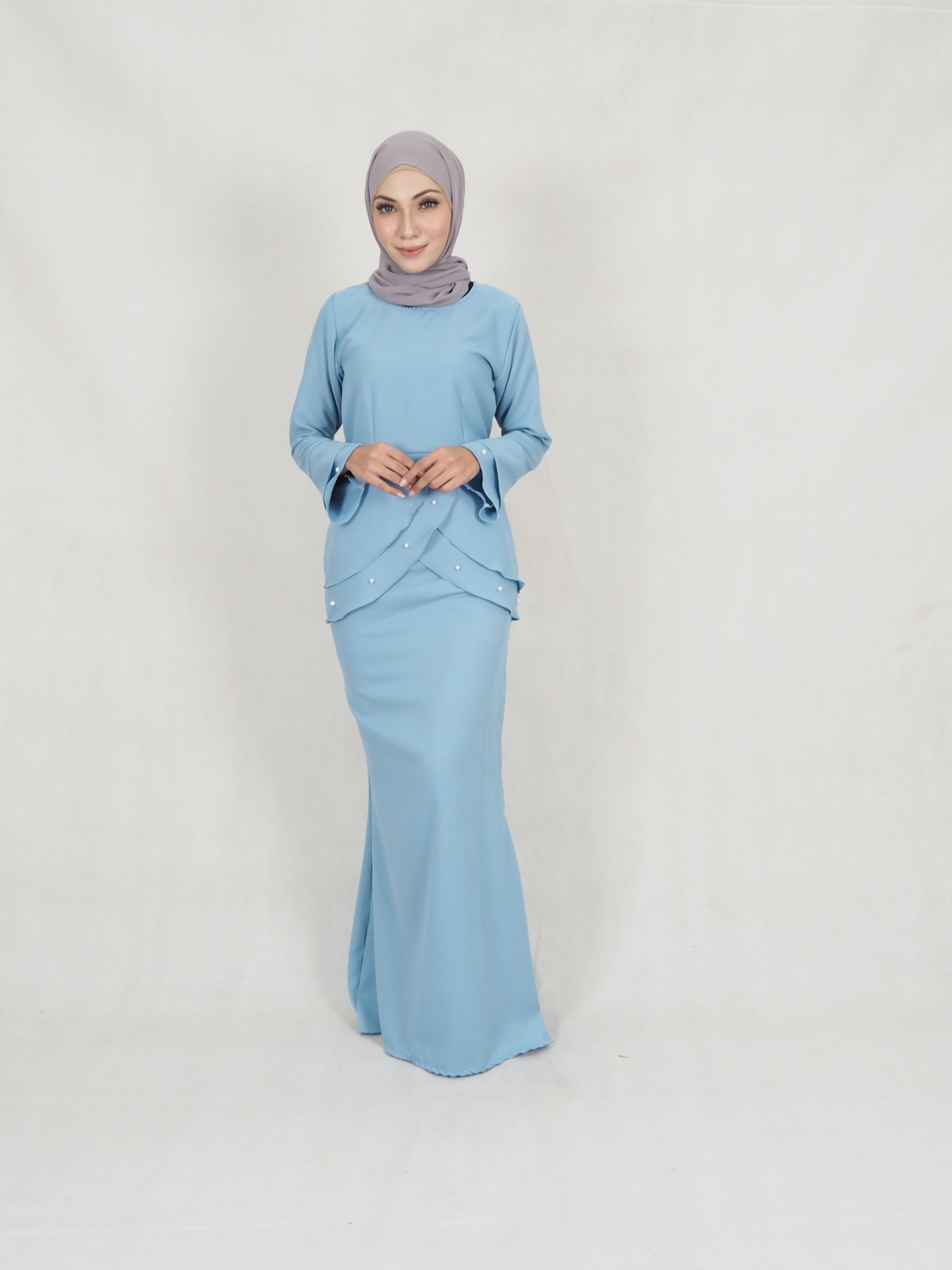 SW5208 PEARL KURUNG SET LIGHT BLUE