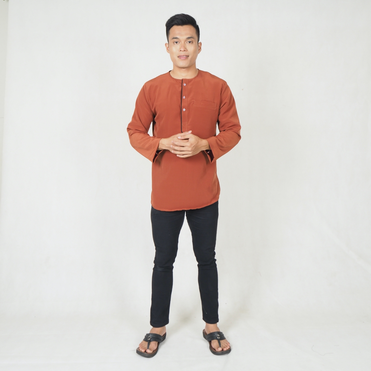 SW5217 SLIM FIT MEN KURTA BROWN