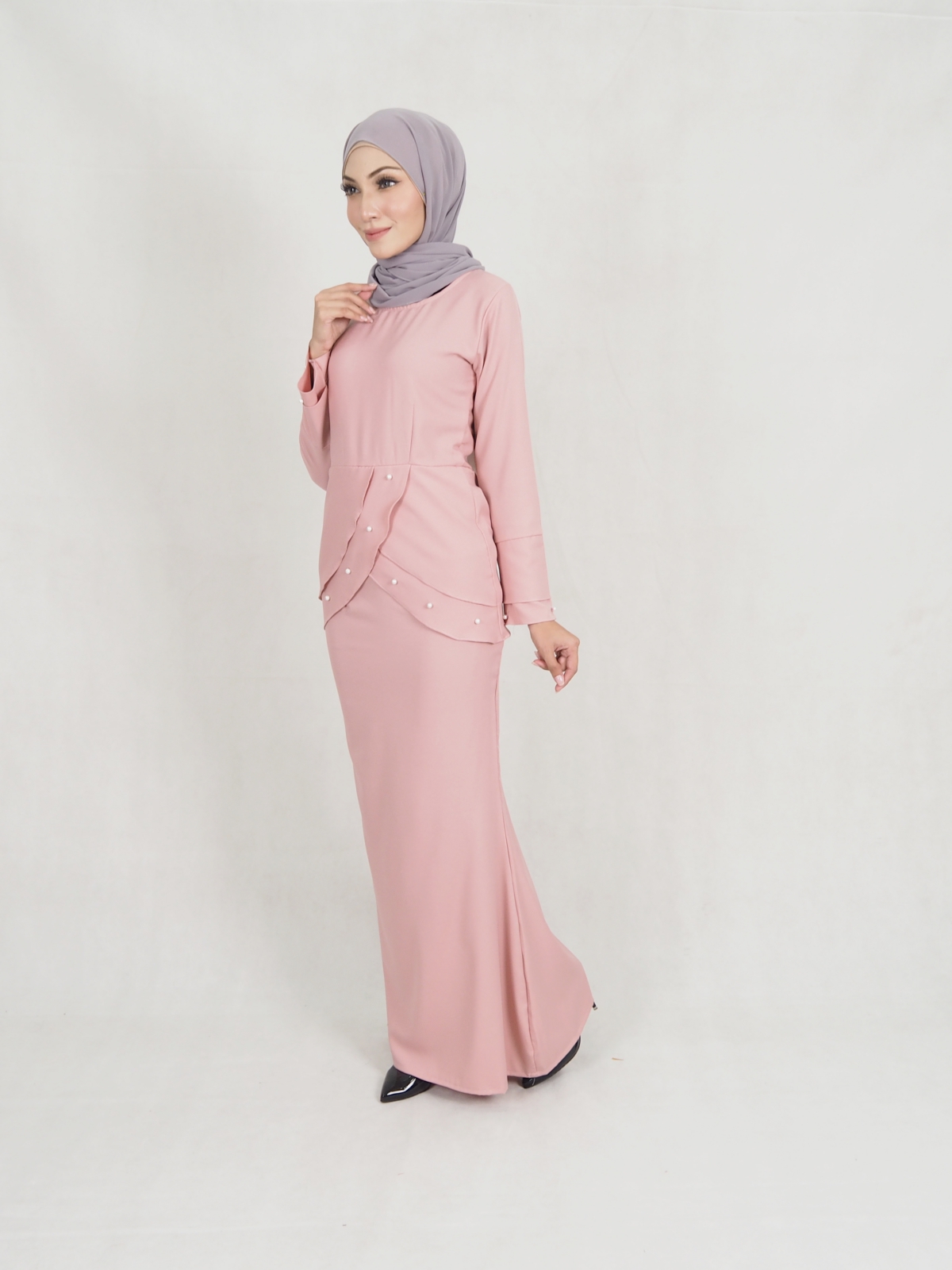 SW5240 STYLISH PEARL BAJU KURUNG DUSTY PINK