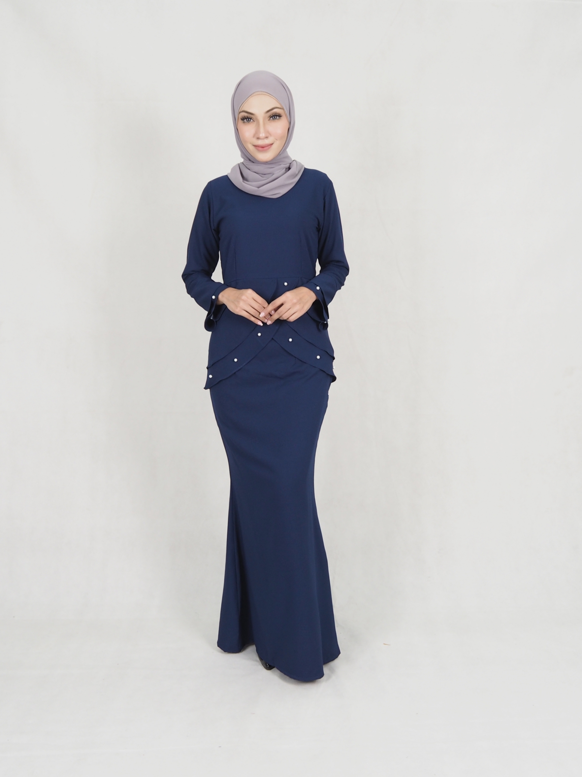 SW5240 STYLISH PEARL BAJU KURUNG NAVY BLUE