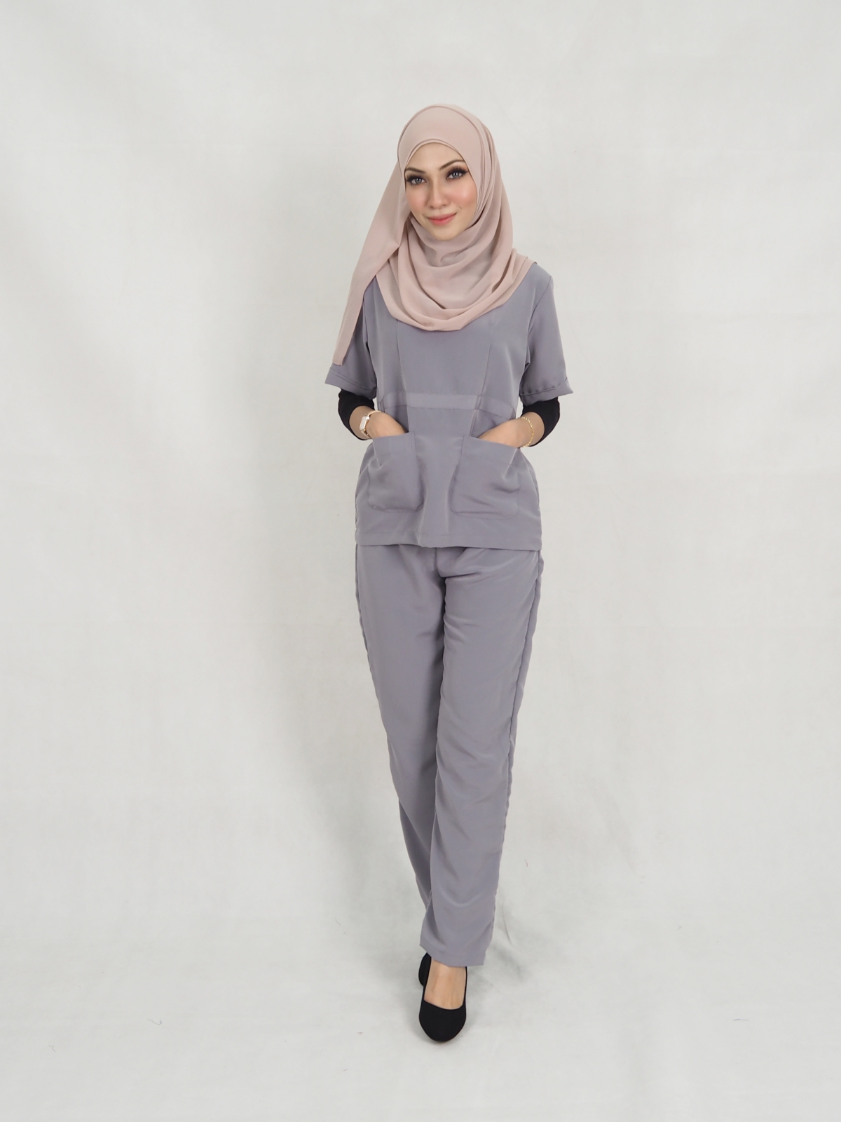 SW5312 WOMEN'S TOP & PANTS SET  GREY