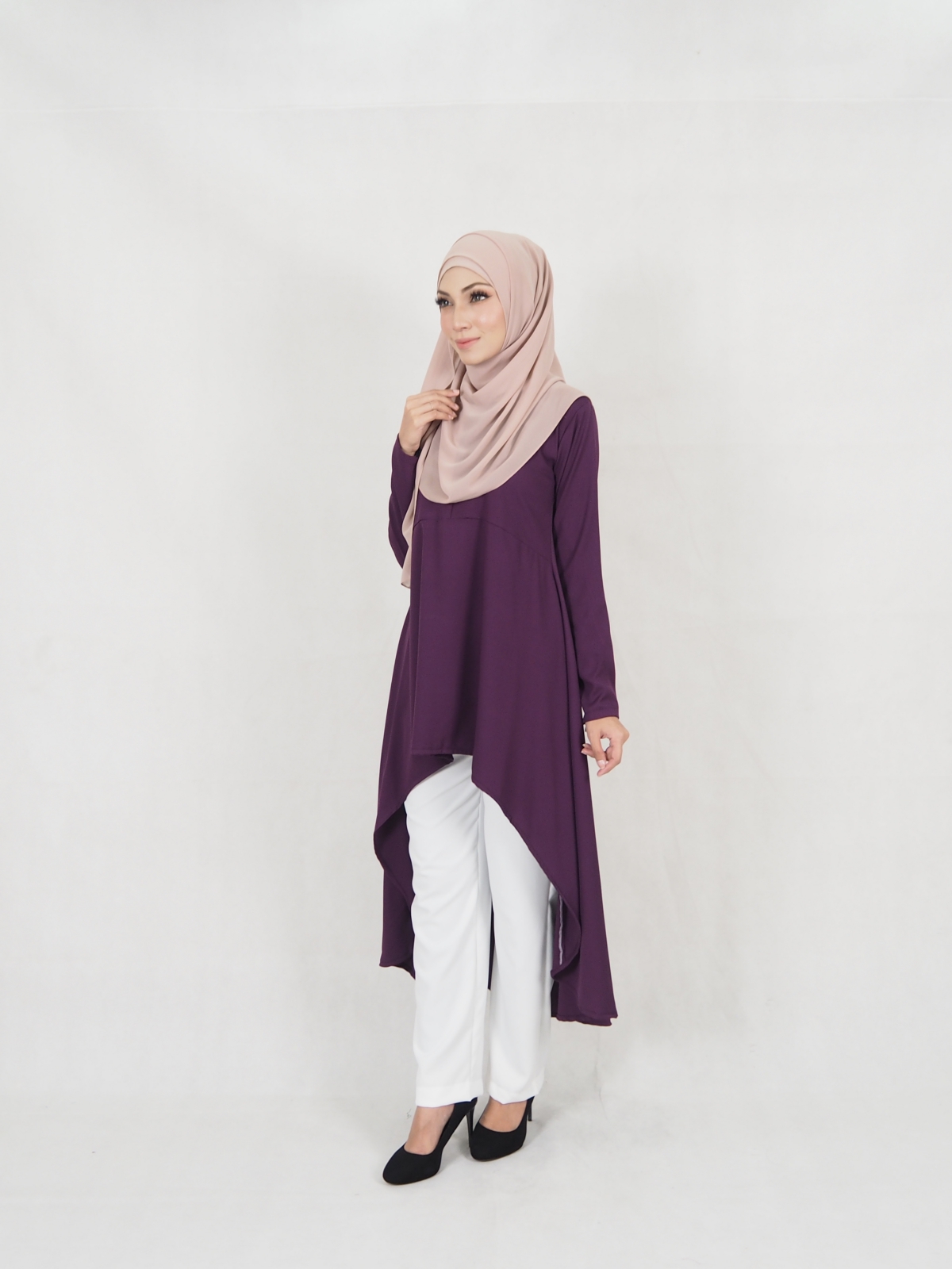 SW5328 WOMEN'S FASHION BLOUSE & PANTS SET PURPLE