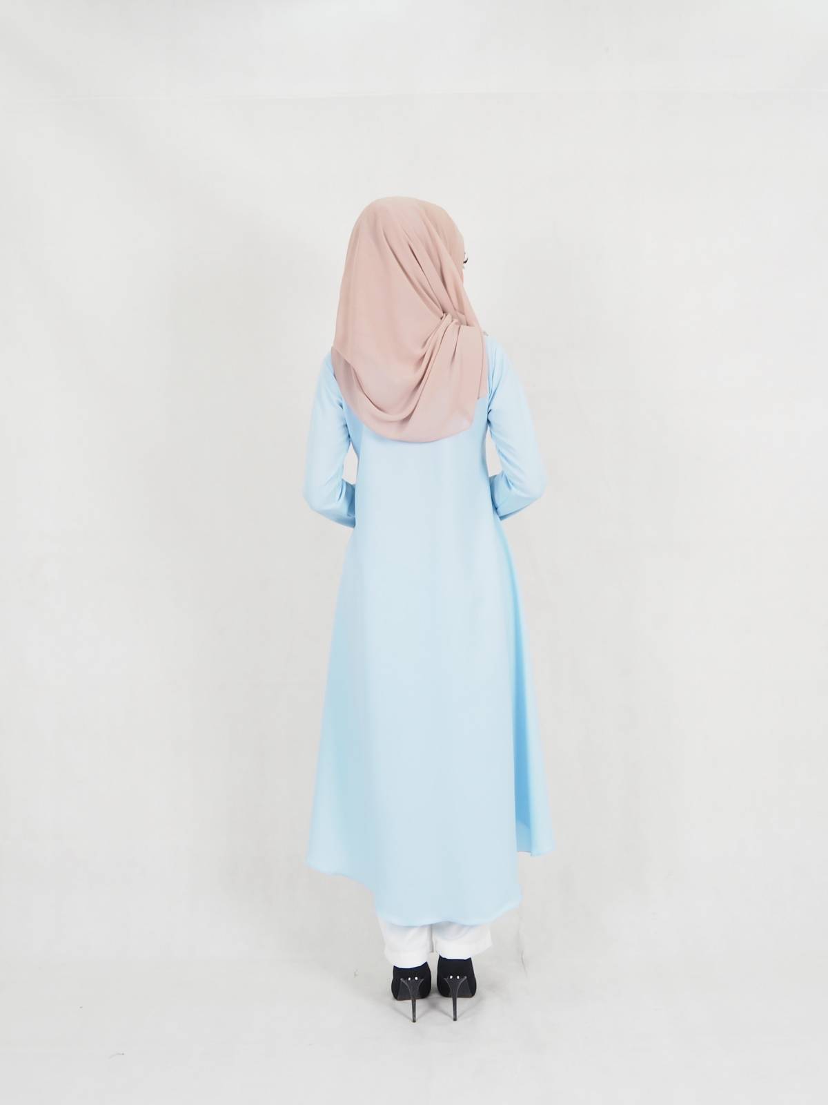 SW5328 WOMEN'S FASHION BLOUSE & PANTS SET LIGHT BLUE