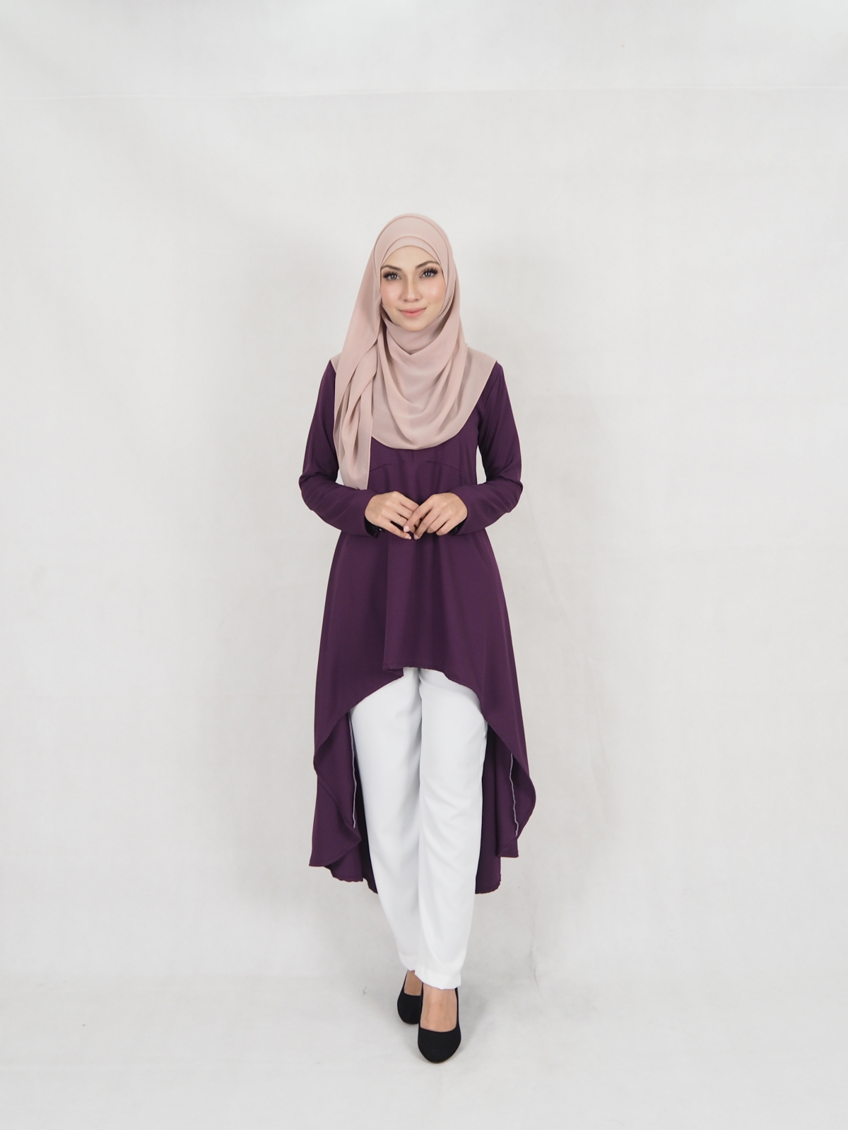 SW5328 WOMEN'S FASHION BLOUSE & PANTS SET PURPLE