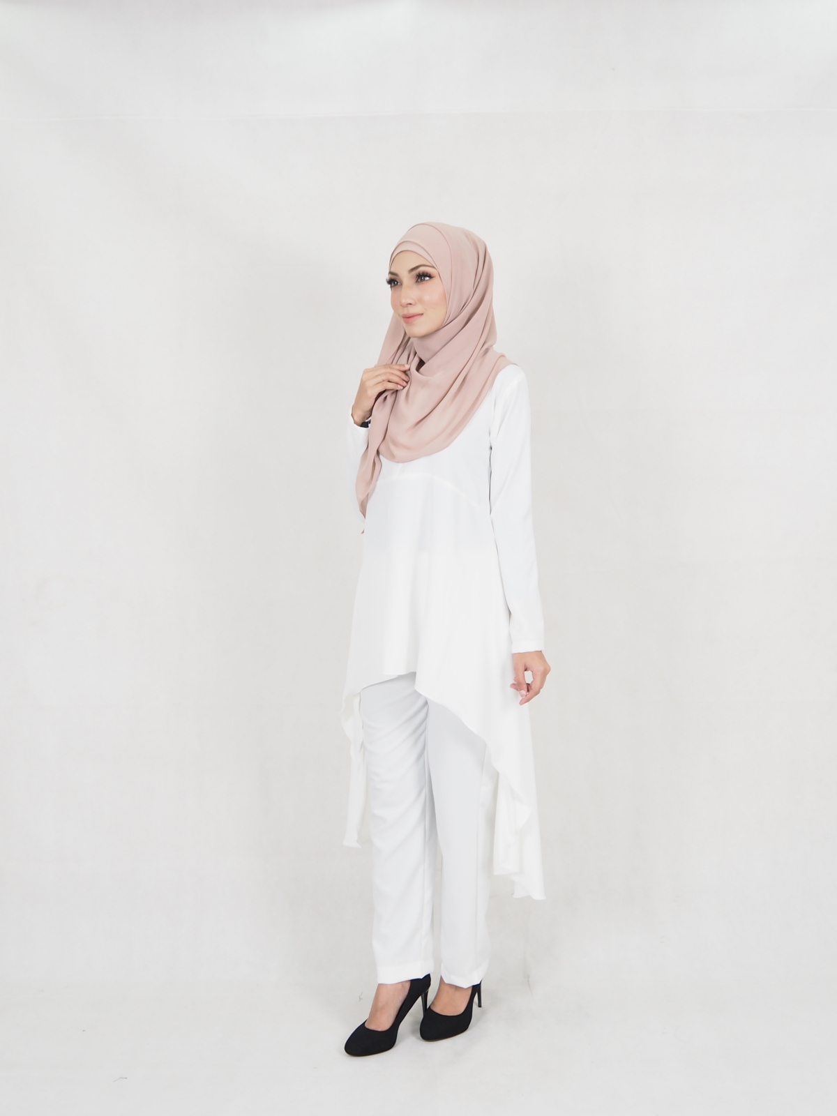 SW5328 WOMEN'S FASHION BLOUSE & PANTS SET WHITE