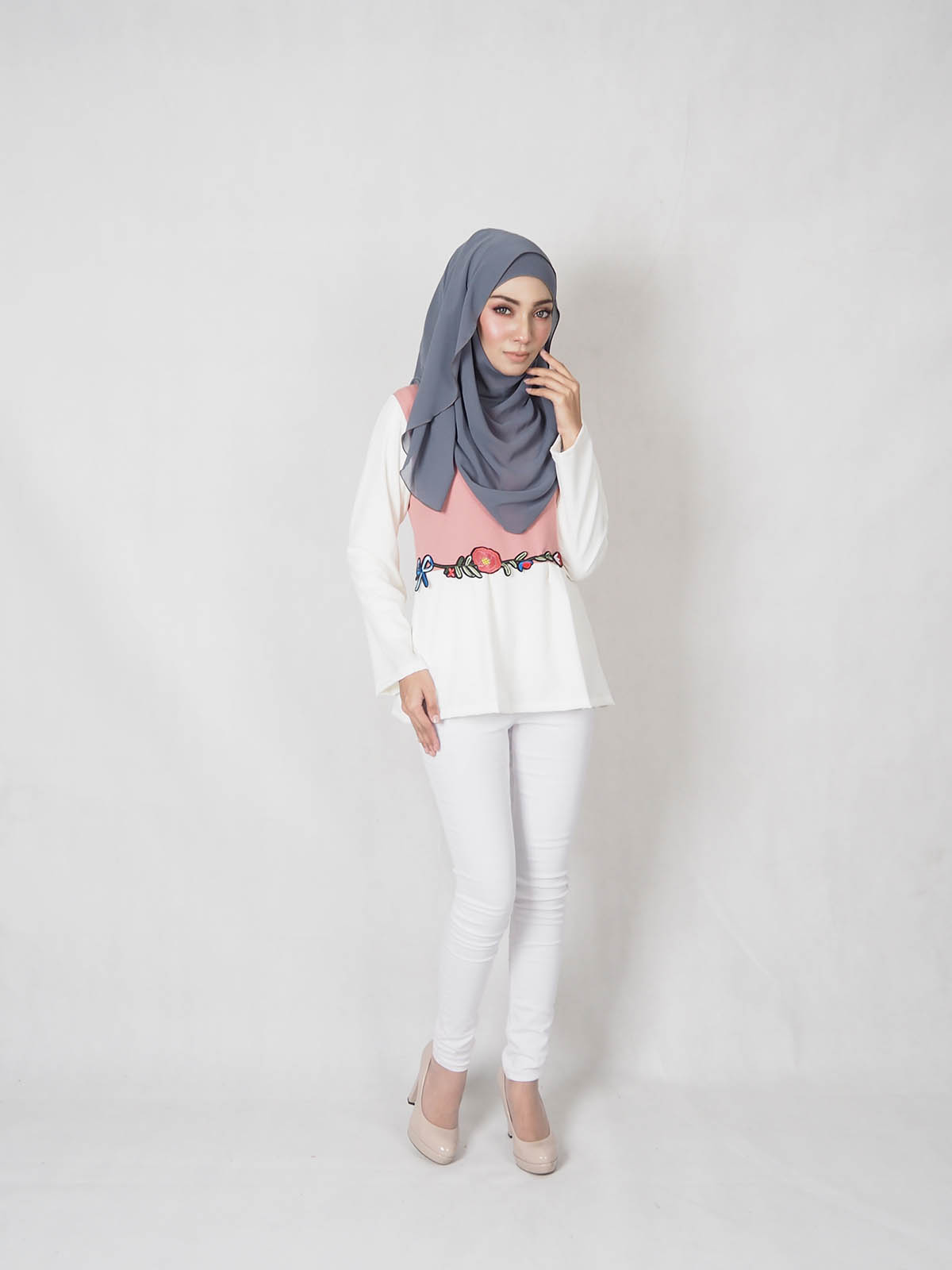 SW5335 MUSLIMAH BLOUSE DUSTY PINK