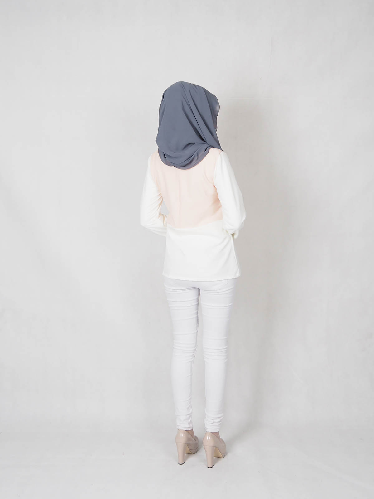 SW5336  TRENDY MIX BLOUSE PEACH