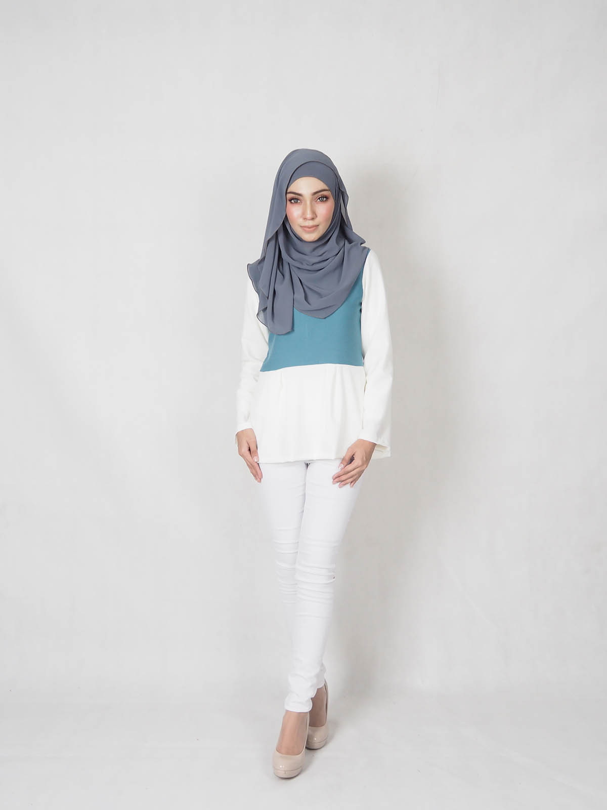 SW5336  TRENDY MIX BLOUSE GREEN