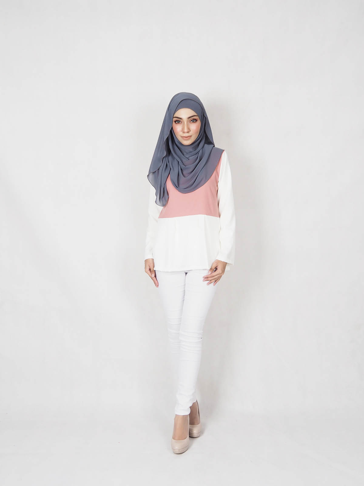 SW5336  TRENDY MIX BLOUSE PINK