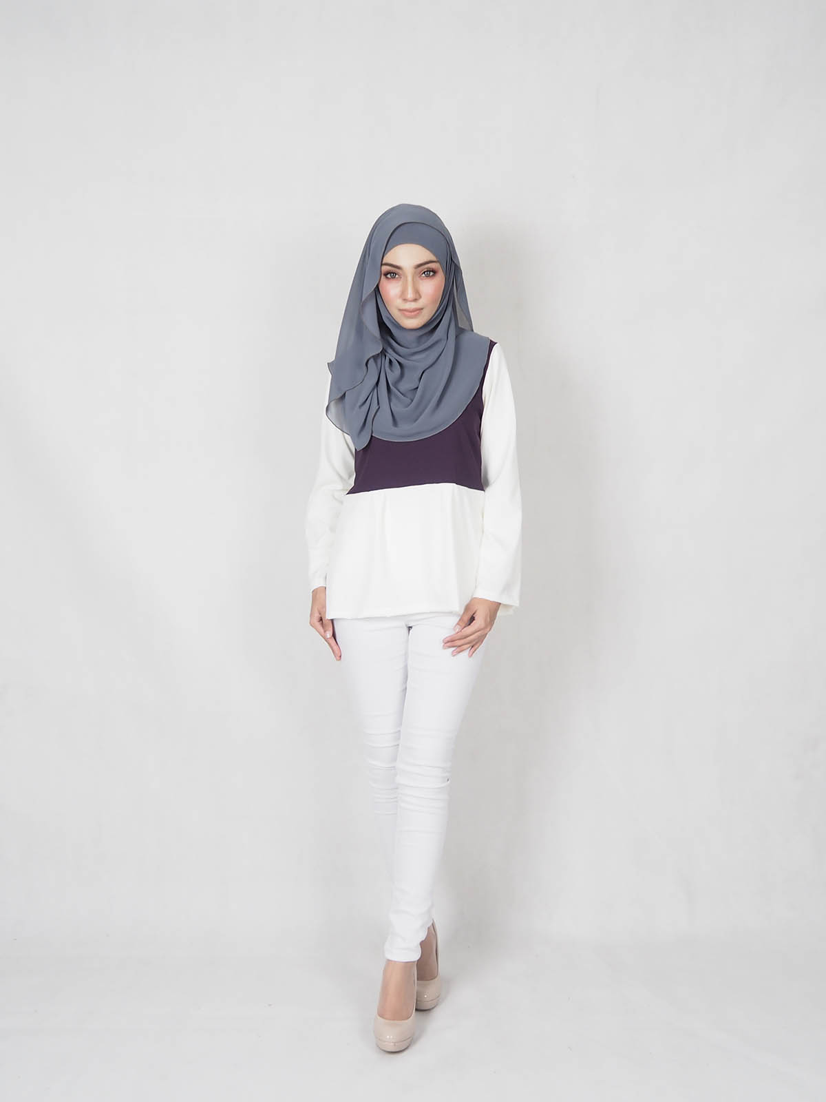 SW5336  TRENDY MIX BLOUSE PURPLE