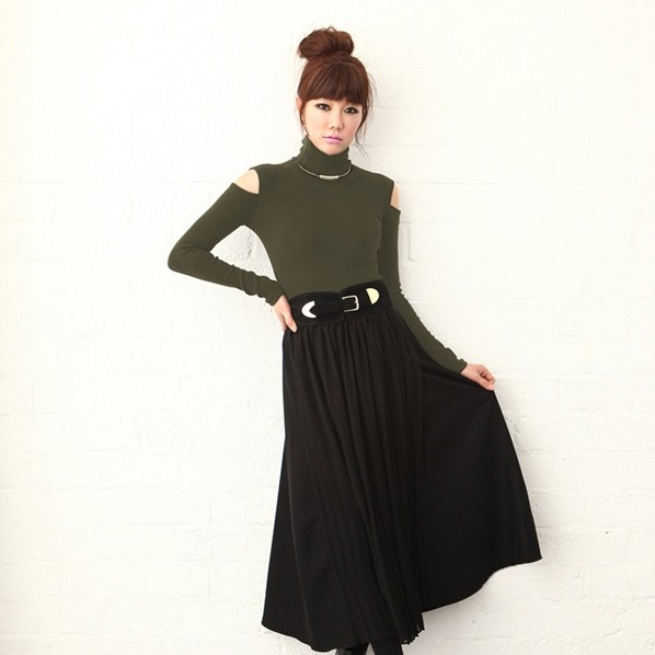 BM71256 TURTLE NECK FASHION TOP GREEN