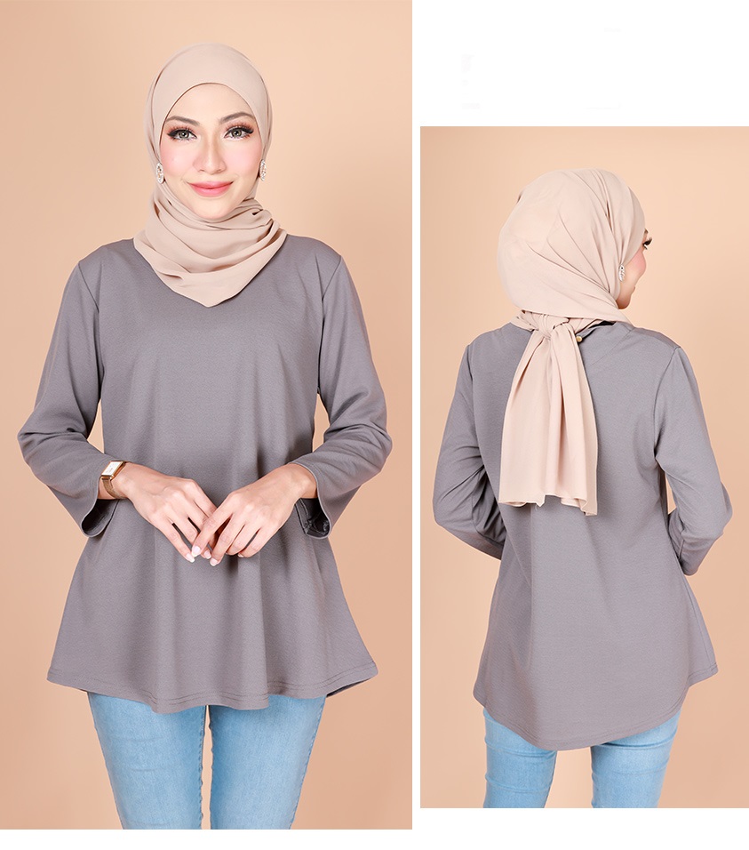 QA-774 PUTRI PEPLUM BLOUSE GREY