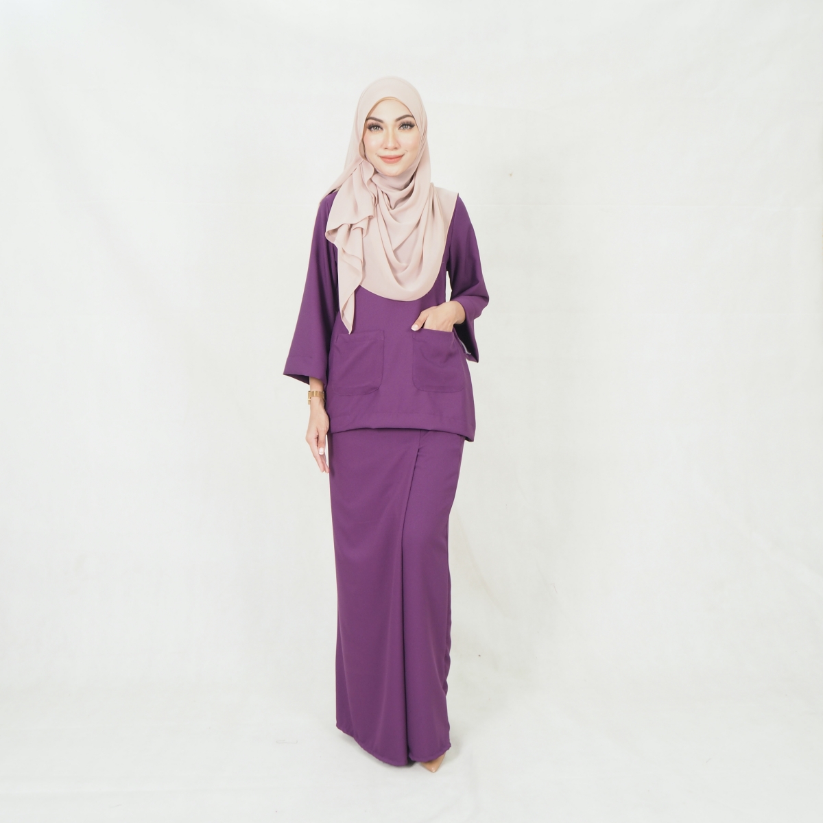 SW5197 MODERN PLAIN KURUNG PURPLE	