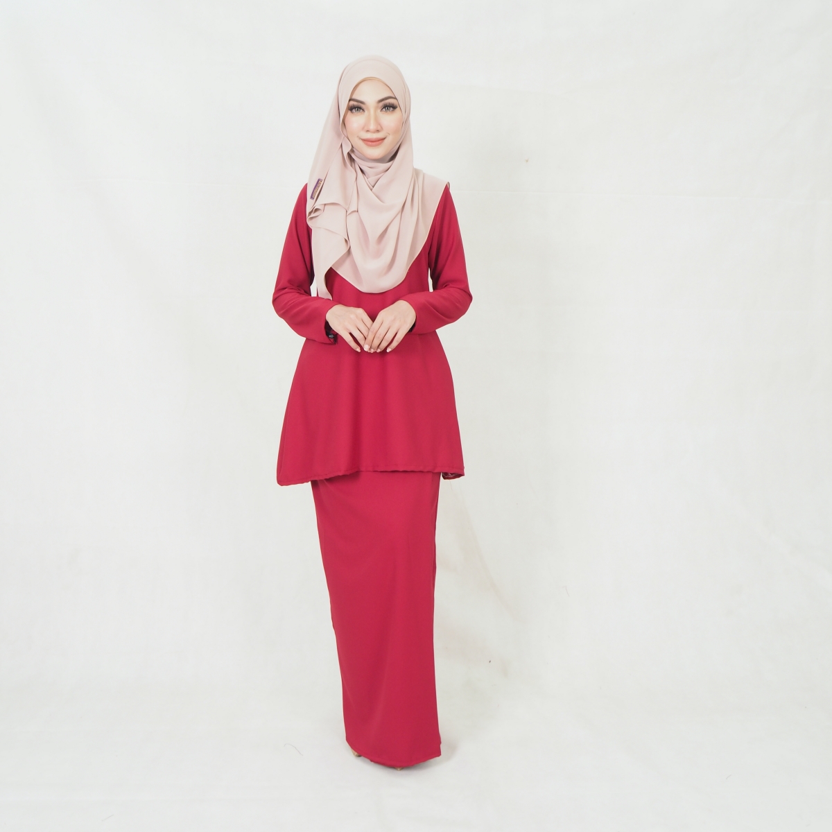 SW5201 MODERN PLAIN KURUNG MAROON