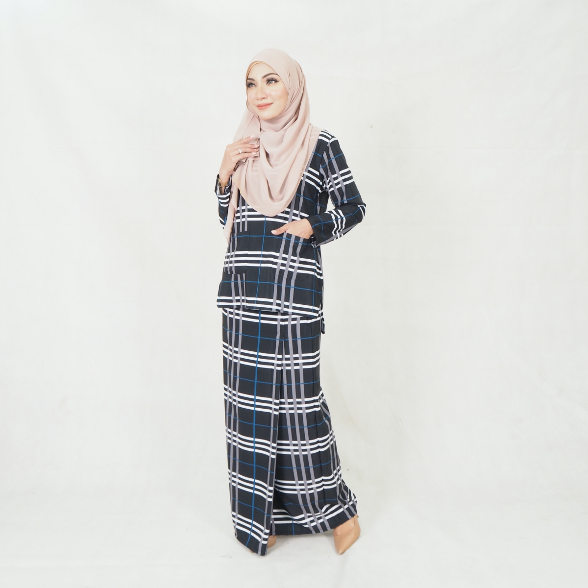 SW5202 PRINTED KURUNG KEDAH BLACK