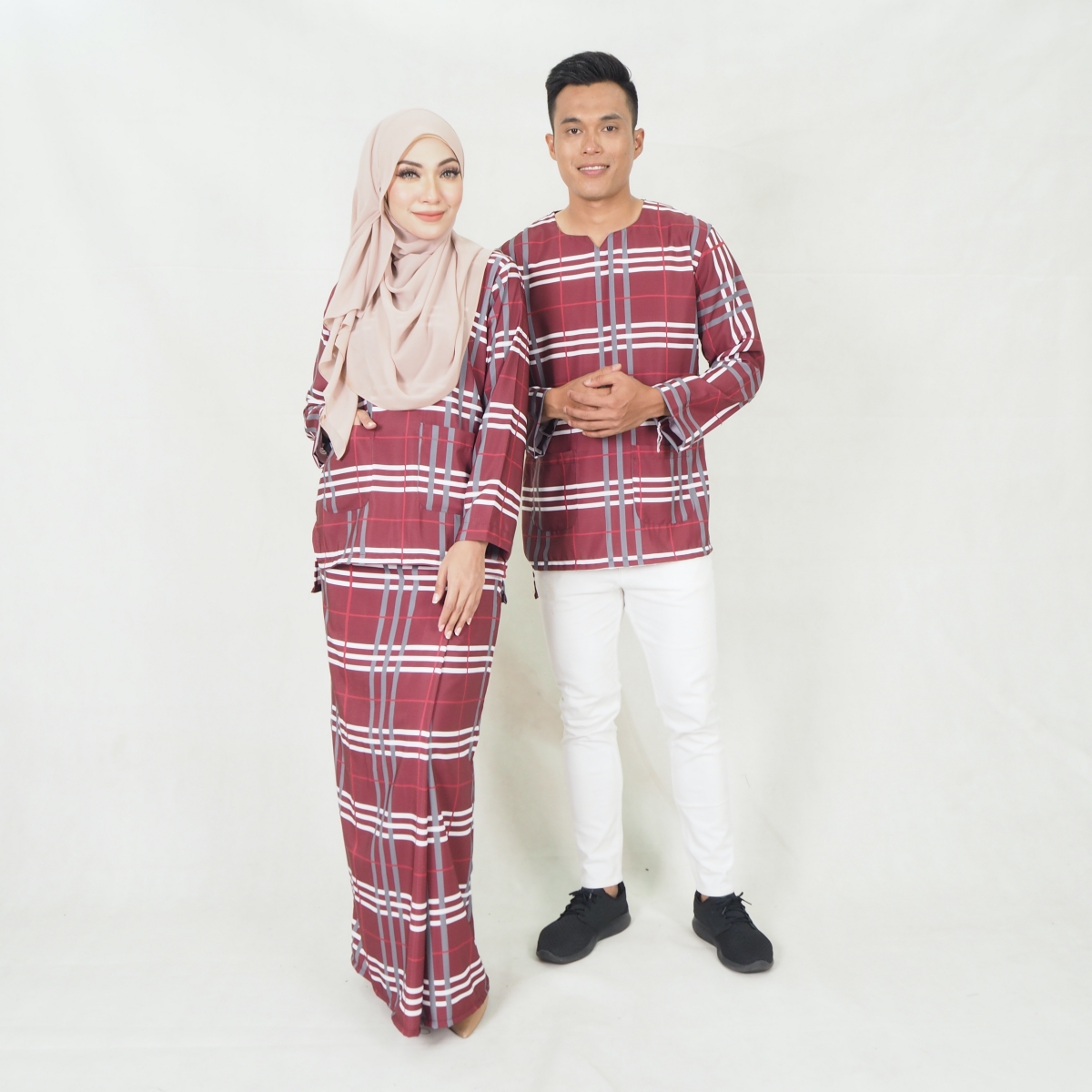 SW5202 PRINTED KURUNG KEDAH MAROON