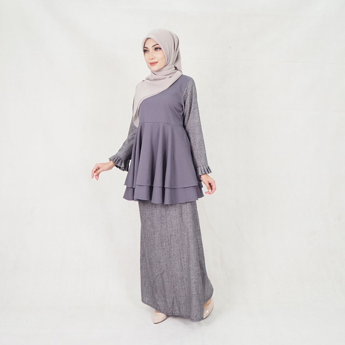 SW5204 BAJU KURUNG SET GREY