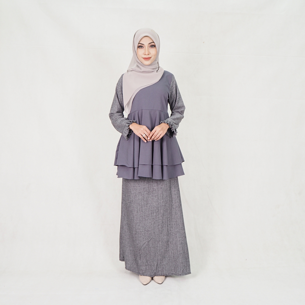 SW5204 BAJU KURUNG SET GREY