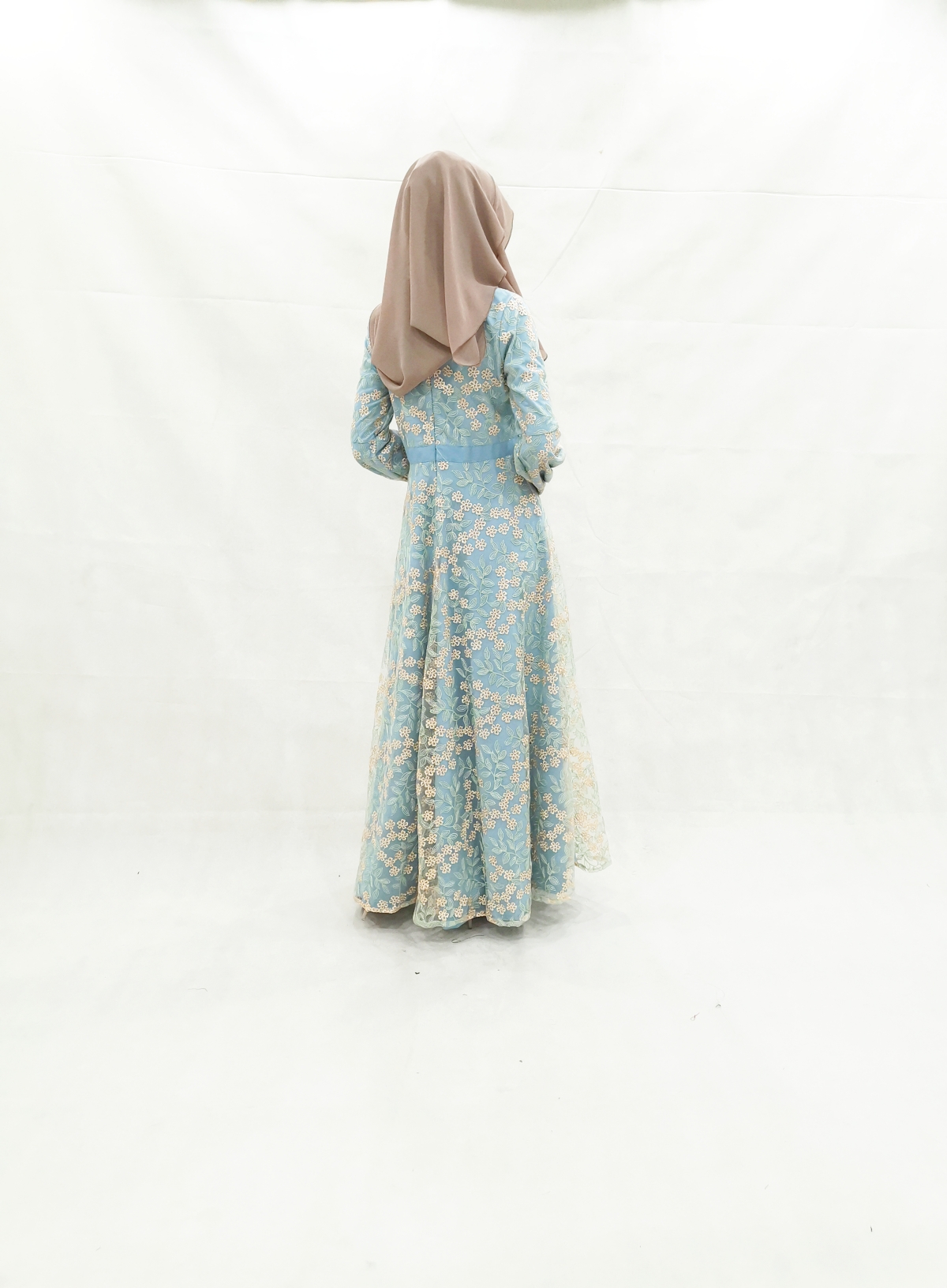 SW5205 STYLISH LACE JUBAH LIGHT BLUE