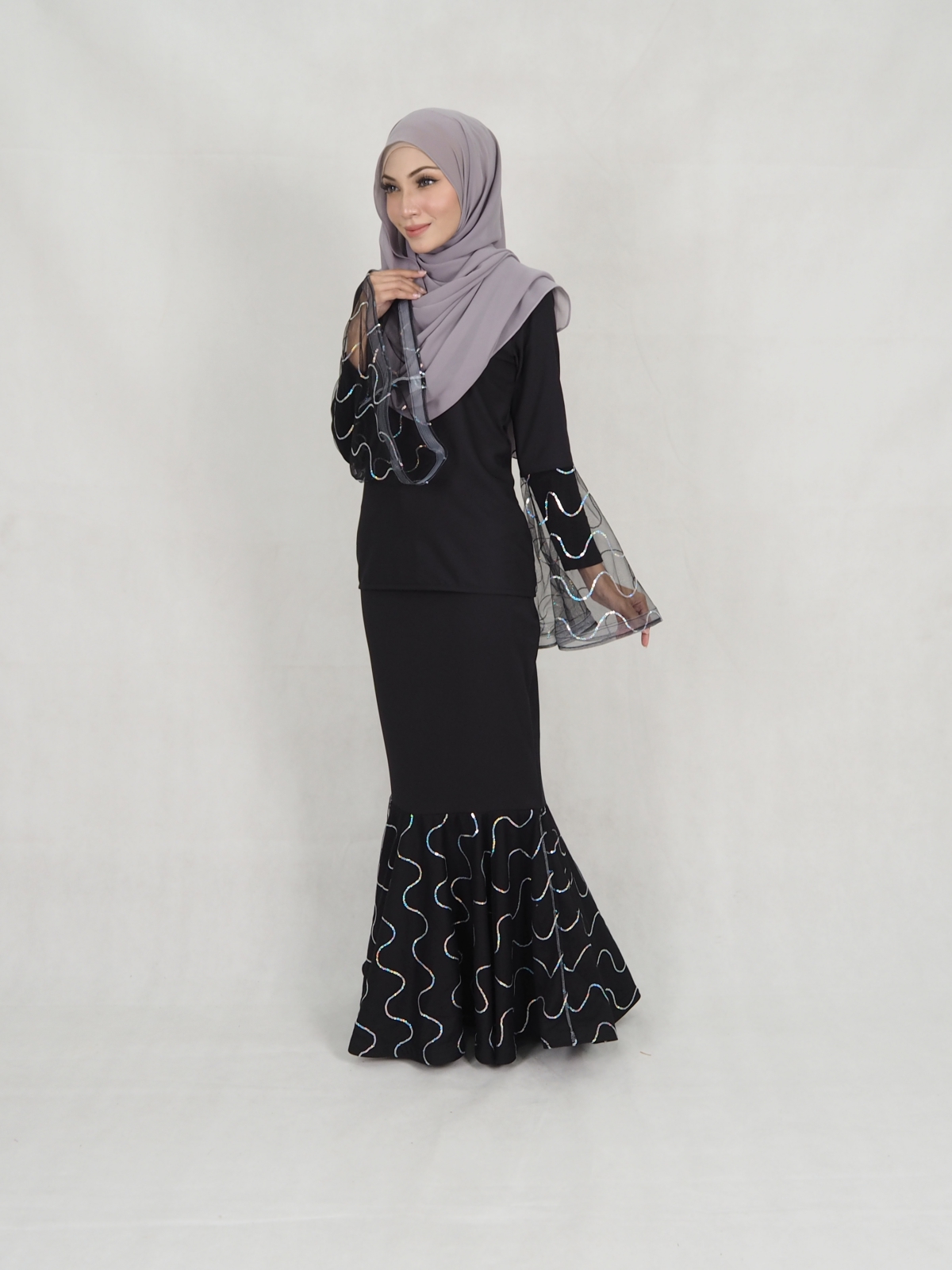 SW5207 TRENDY MODERN KURUNG BLACK
