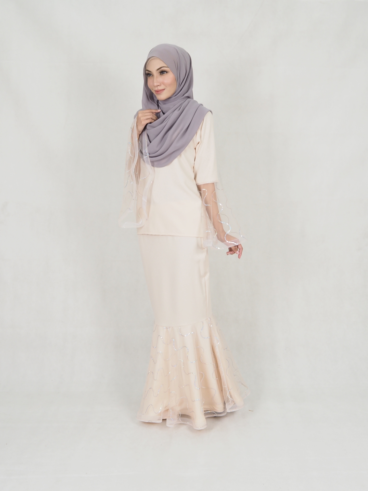 SW5207 TRENDY MODERN KURUNG CREAM