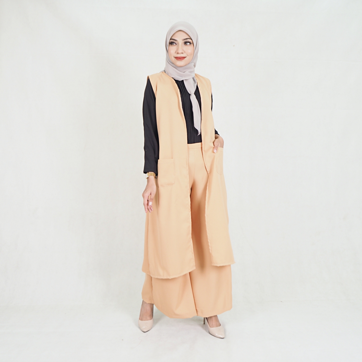 SW5209 WOMEN'S FASHION BLOUSE & PANT SET BROWN