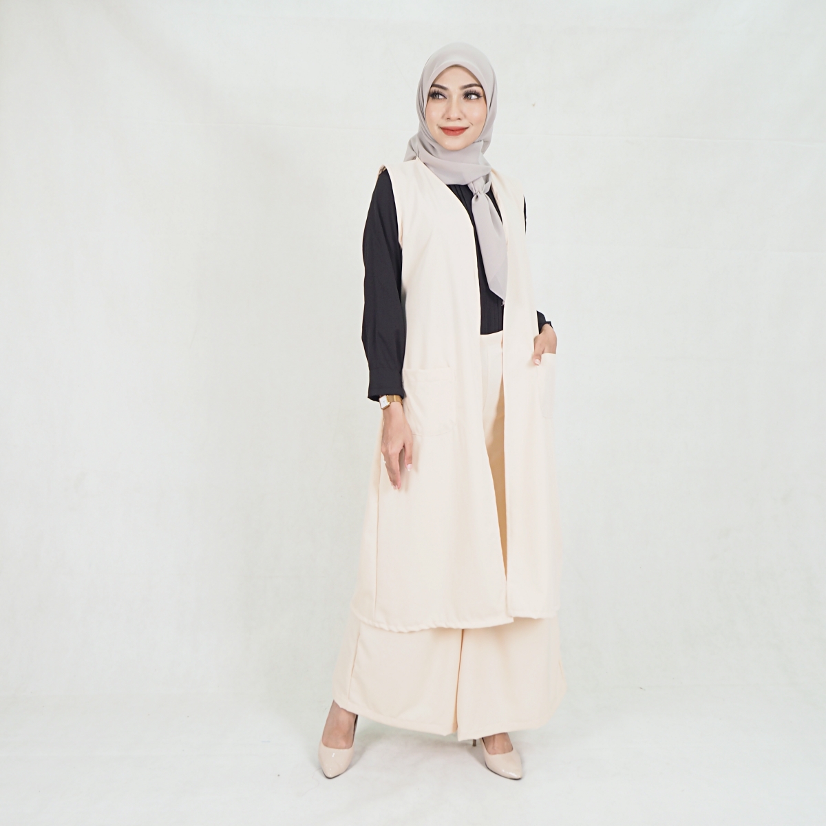 SW5209 WOMEN'S FASHION BLOUSE & PANT SET CREAM