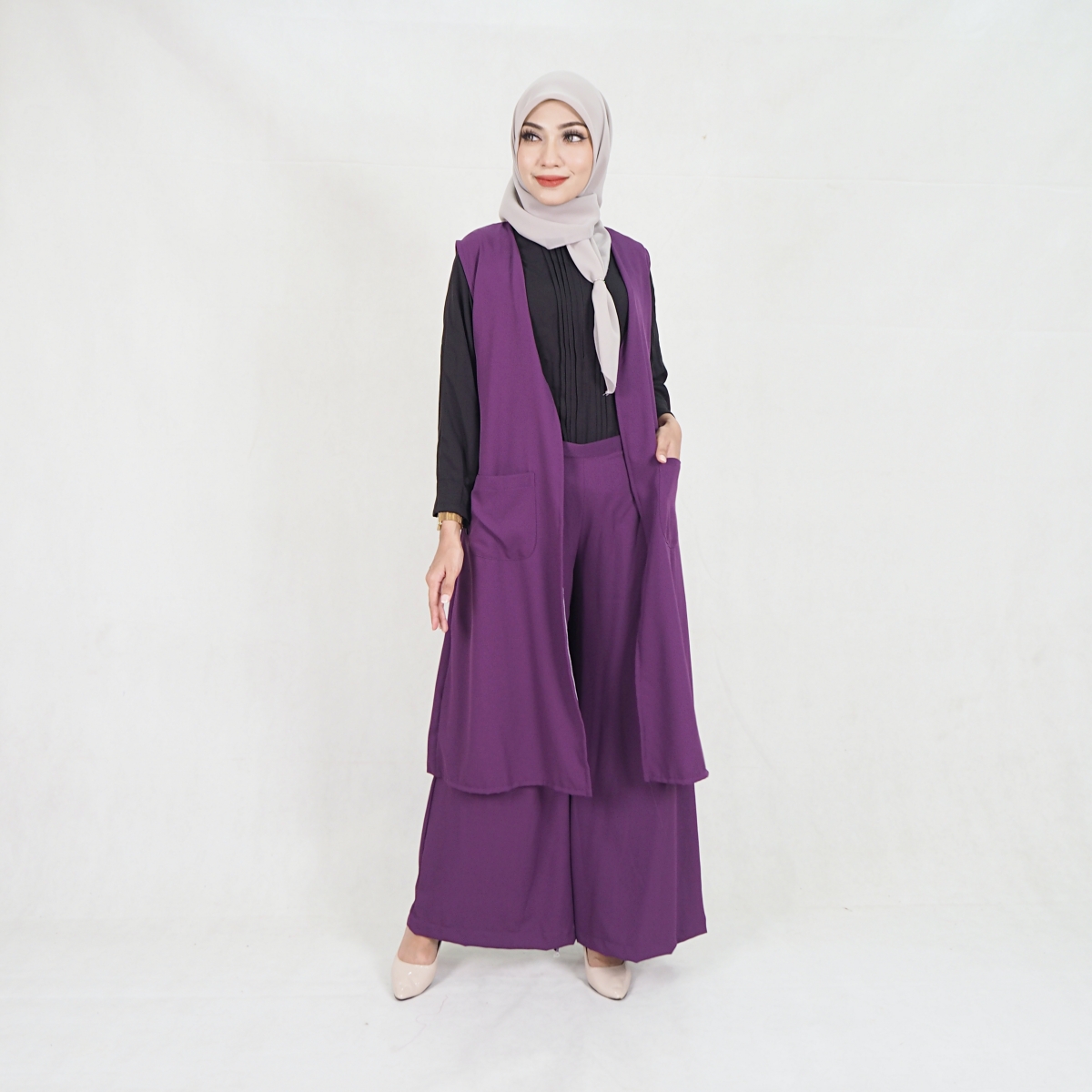 SW5209 WOMEN'S FASHION BLOUSE & PANT SET PURPLE
