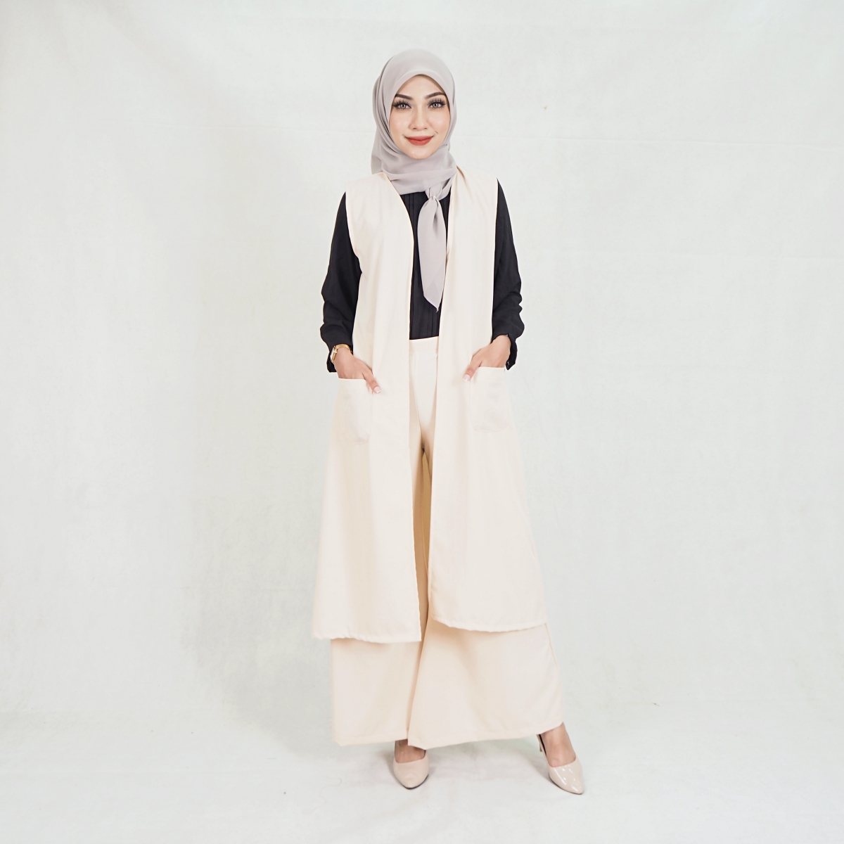 SW5209 WOMEN'S FASHION BLOUSE & PANT SET CREAM
