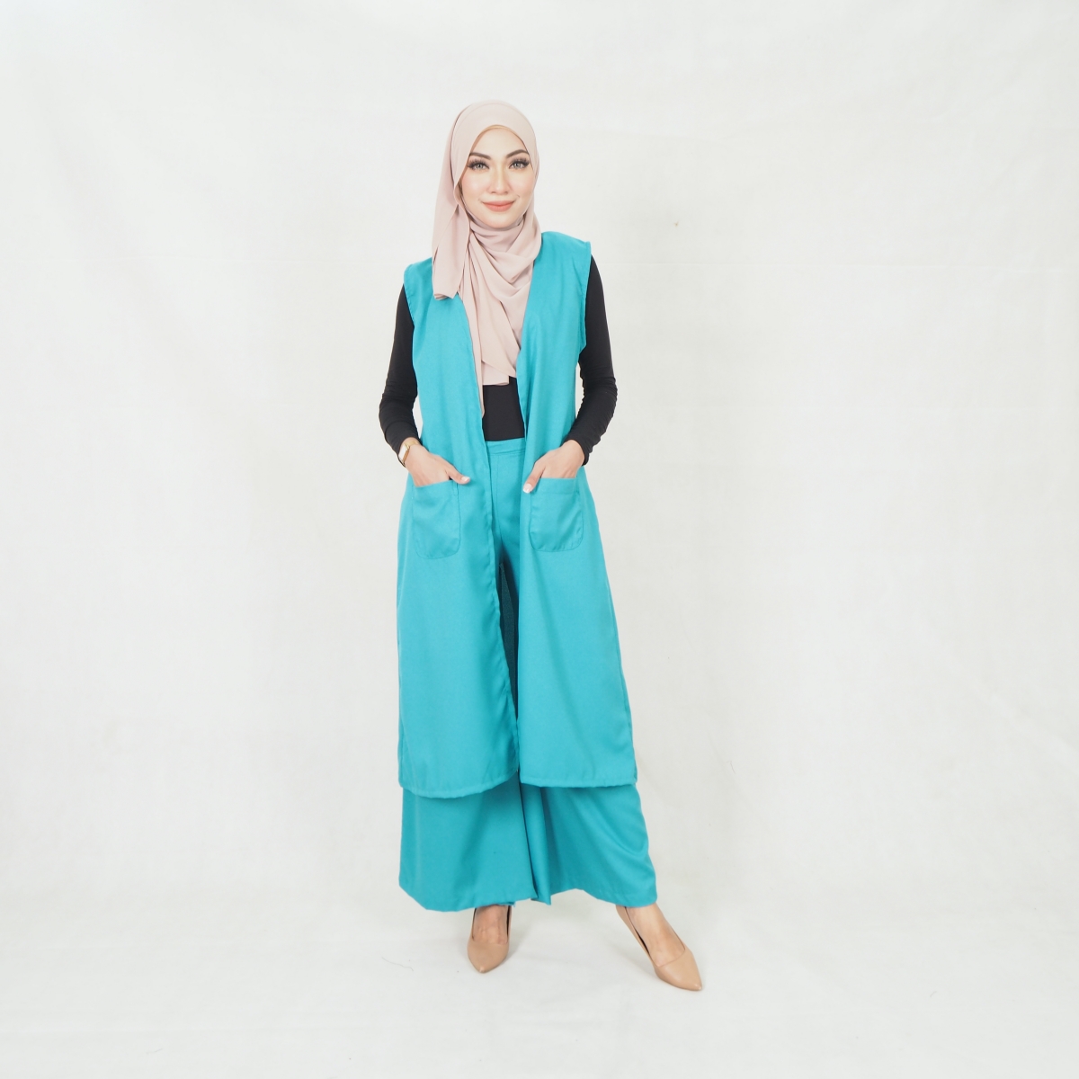 SW5209 WOMEN'S FASHION BLOUSE & PANT SET GREEN