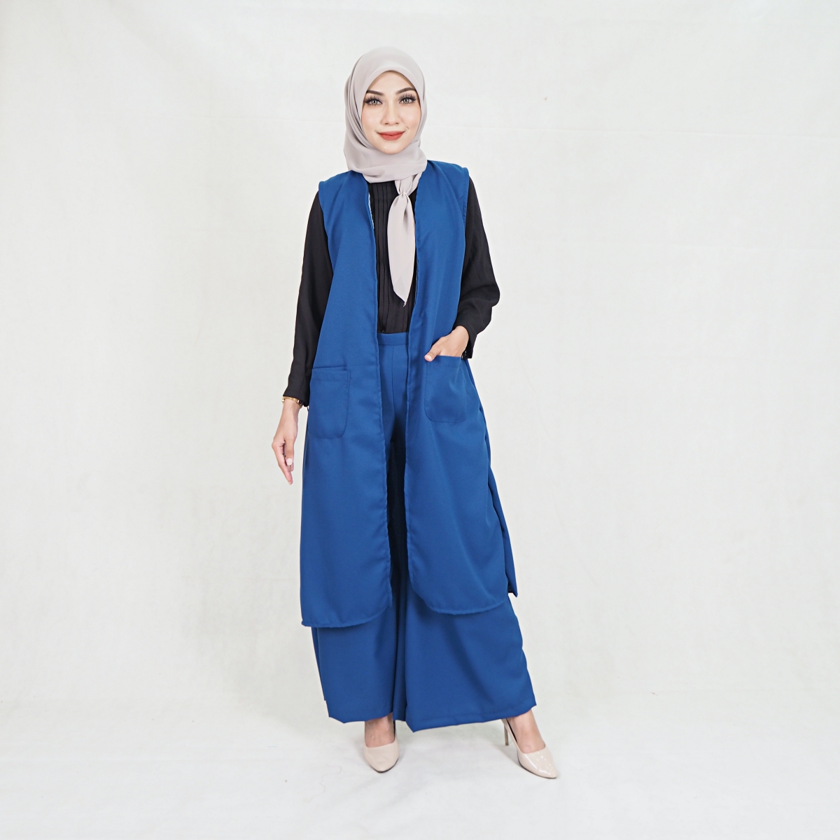 SW5209 WOMEN'S FASHION BLOUSE & PANT SET NAVY BLUE