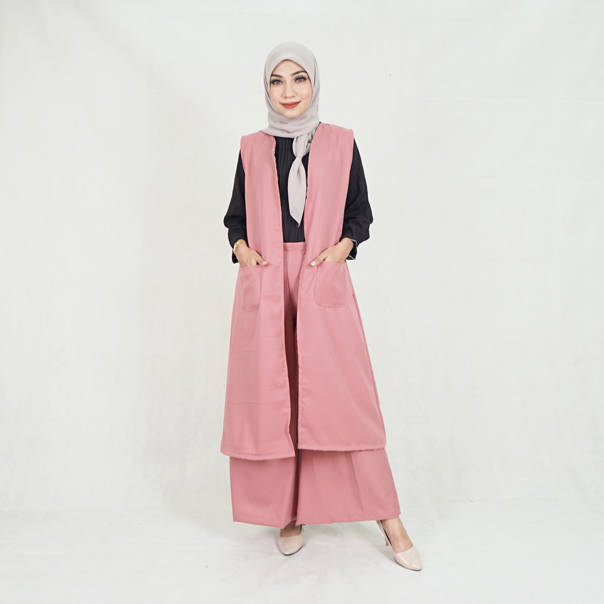 SW5209 WOMEN'S FASHION BLOUSE & PANT SET PINK
