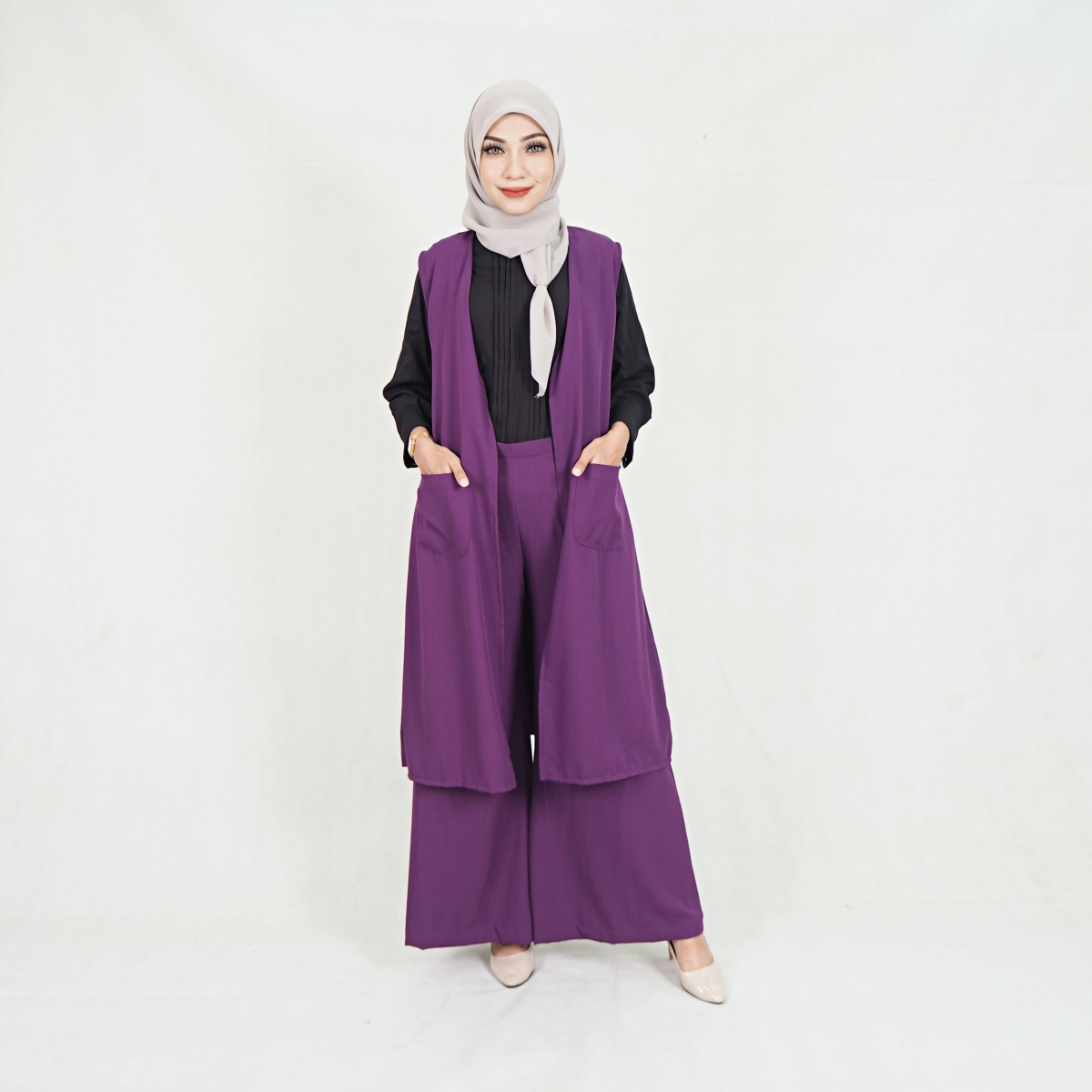 SW5209 WOMEN'S FASHION BLOUSE & PANT SET PURPLE