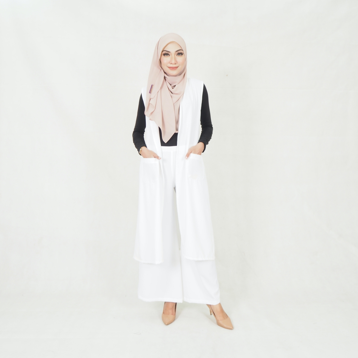 SW5209 WOMEN'S FASHION BLOUSE & PANT SET WHITE