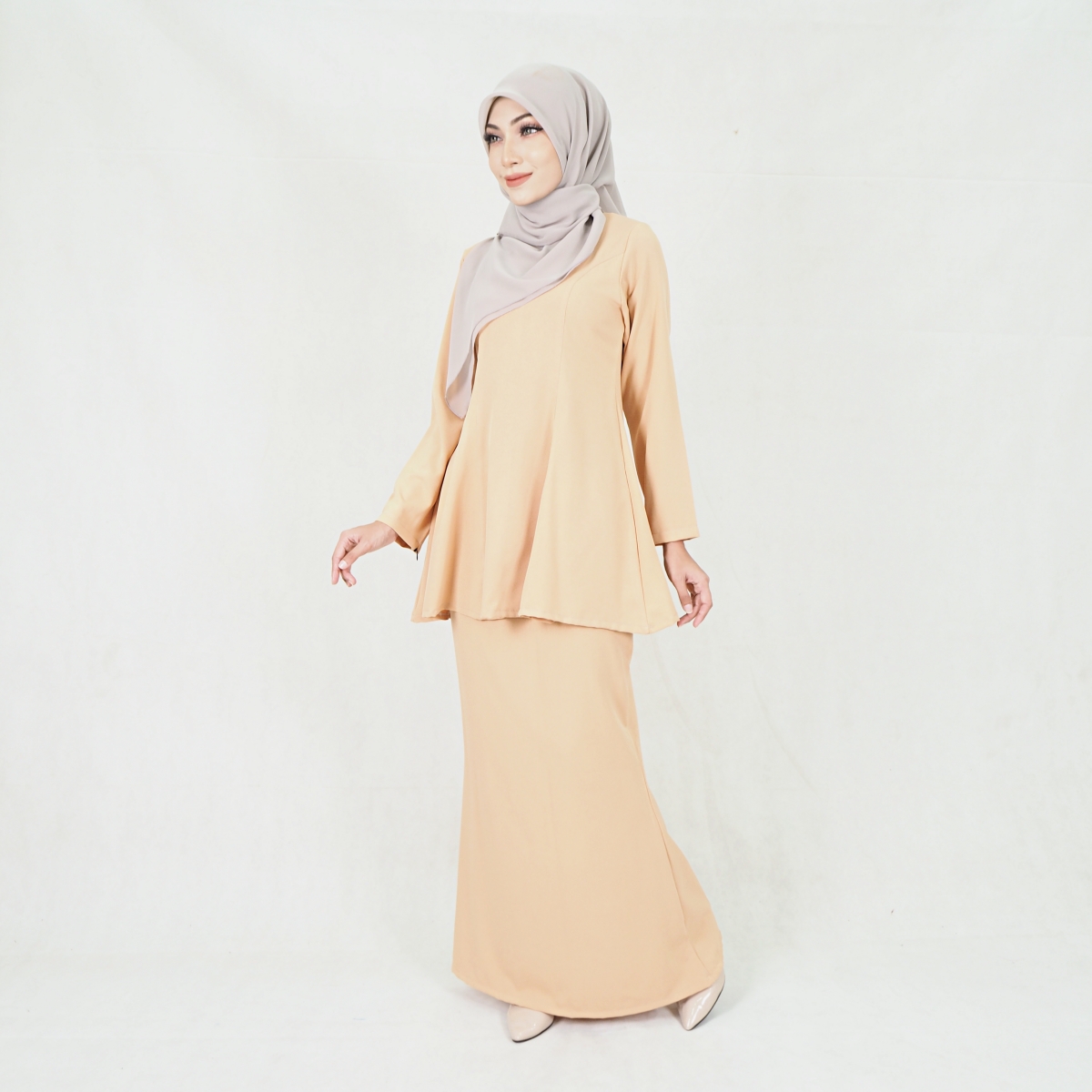 SW5214 WOMEN'S PLAIN BAJU KURUNG BROWN